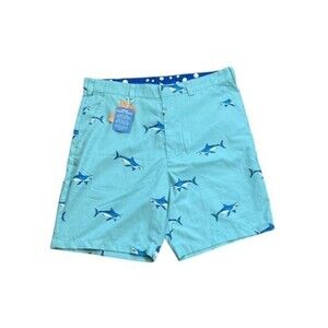 Bermuda Styles Shorts Light Blue Sharks AOP Men's Size 34 - 8" Inseam - Preppy
